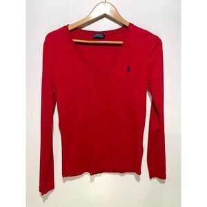 Polo ralph Lauren long sleeves t shirt comfy V neck holidays red women L